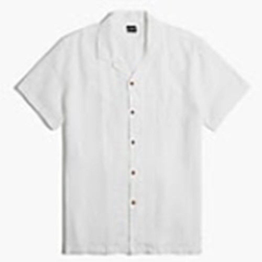 J. Crew White Linen Cotton Camp Shirt